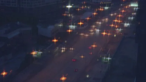 Abstract blurred image of a highway in a city 库存影片 80968837