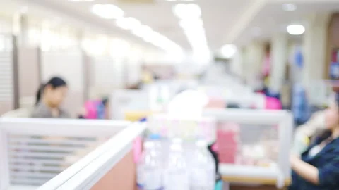 Abstract blurred interior modern office people working Stock Footage 298456652