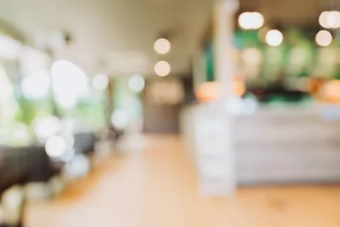Abstract blurred light table in coffee shop and cafe with bokeh background. p Foto stock