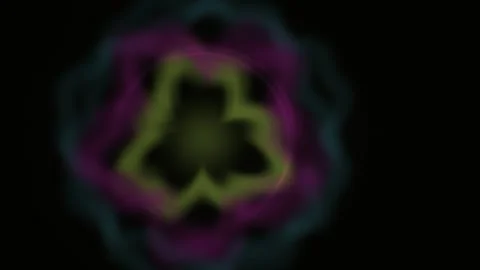 Abstract Blurred Neon Flower Shape Morphing on Black Background in Motion G.. Stock Footage 345274100