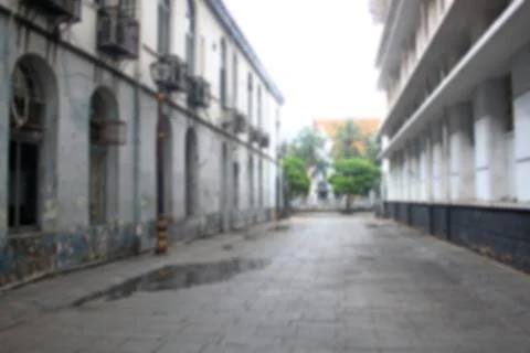 Abstract blurred of old building view in Old Town Jakarta for background Stock Photos