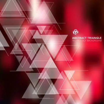 Abstract blurred red background with triangles pattern element technology con Stock Illustration