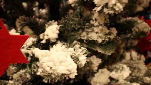 Abstract blurred shopping mall background with Christmas decorations Stock Footage 70555441