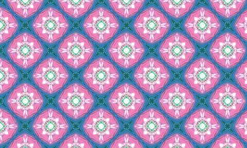 Abstract blurred symmetrical pattern in blue and pink as a background Stock Illustration
