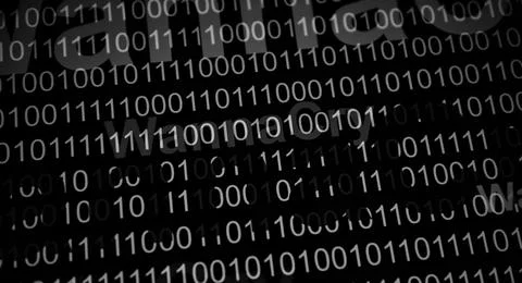 Abstract blurred Tech Digital Data Transfer Numerical continuous code in gree 库存照片