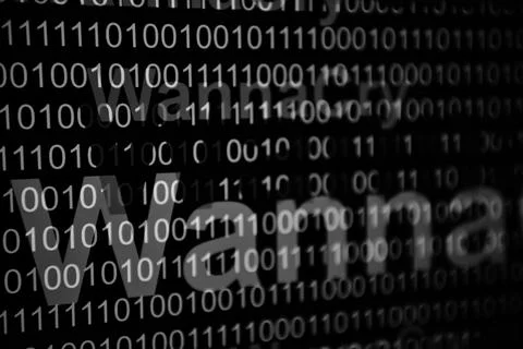 Abstract blurred Tech Digital Data Transfer Numerical continuous code in gree Stockfoto's