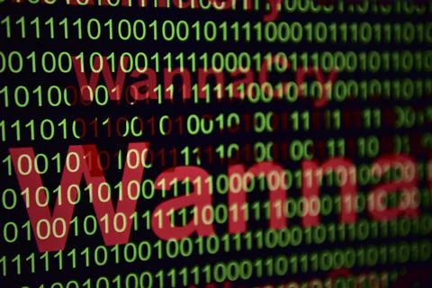 Abstract blurred Tech Digital Data Transfer Numerical continuous code in gree Stock Photos