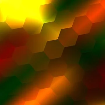 Abstract blurry background - yellow orange green hexagons - polished warm Stock Illustration