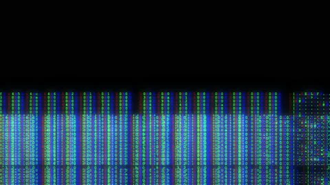 Abstract Blurry Blue Code Runs Across Glitching Computer Screen Terminal Stock Footage 211881437