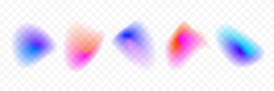 Abstract blurry gradient shape set. Pastel colored liquid blob gradation Stock Illustration