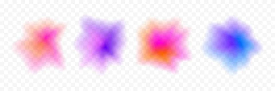 Abstract blurry gradient splash shape set. Pastel colored liquid blob gradation Ilustración de archivo