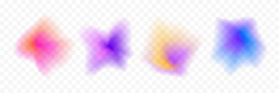 Abstract blurry gradient splash shape set. Amorphous colored liquid blob Stock Illustration