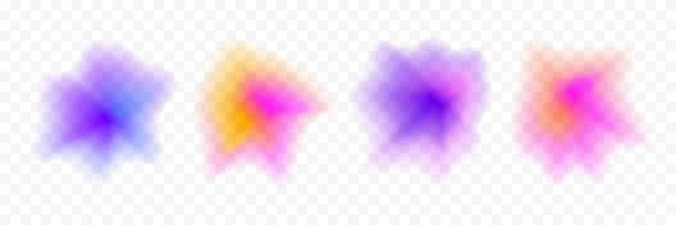 Abstract blurry gradient splash shape set. Colored liquid amoeba blob gradation Stock Illustration