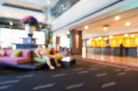 Abstract Blurry or Defocus Background of Hotel Lobby Stock Photos