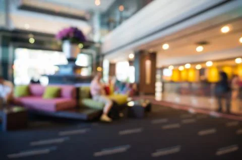 Abstract Blurry or Defocus Background of Hotel Lobby Stock Photos