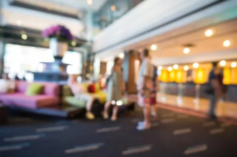 Abstract Blurry or Defocus Background of Hotel Lobby Stock Photos