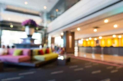 Abstract Blurry or Defocus Background of Hotel Lobby Stock Photos