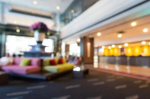 Abstract Blurry or Defocus Background of Hotel Lobby Stock Photos