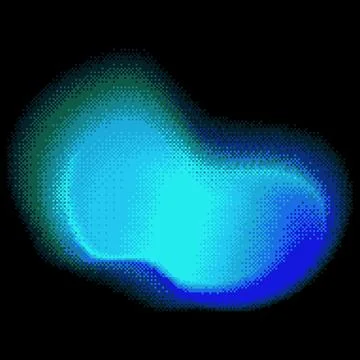 Abstract blurry spot in gradient neon blue-cyan color, 8-bit pixel icon. Stock Illustration