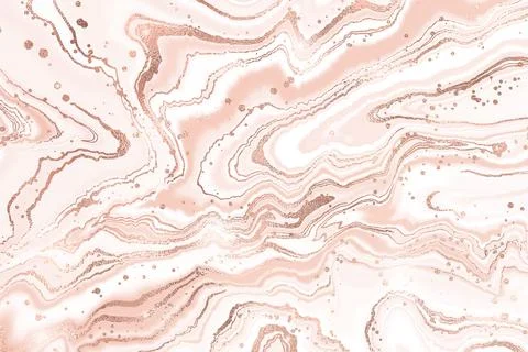 Abstract blush liquid marble or watercolor background with glitter foil textured Stock Illustration