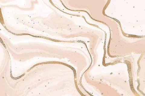Abstract blush liquid marble or watercolor background with glitter foil textured Stock Illustration