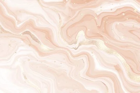 Abstract blush liquid marble or watercolor background with glitter foil textured Stock Illustration