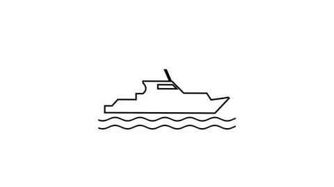 Abstract boat icon animated on background, seamless looped, ship, boat Stockbeeldmateriaal 336549416