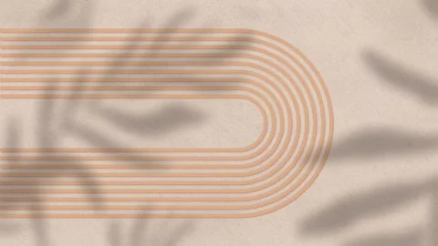 Abstract Boho Arch with Palm Leaf Shadows on Beige Background. Stock Footage 320462122