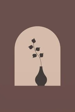 Abstract Boho Arch Window Minimalist Wall Art Illustrazione stock