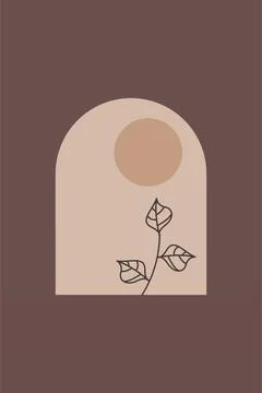 Abstract Boho Arch Window Minimalist Wall Art Illustrazione stock