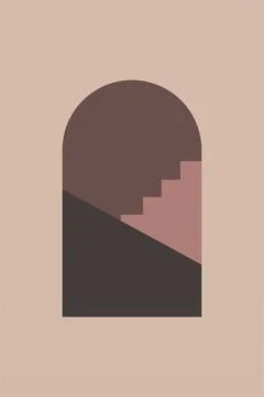 Abstract Boho Arch Window Minimalist Wall Art Illustrazione stock