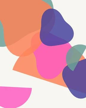 Abstract Boho Background with Colorful Organic Fluid Shapes and Overlapping.. Stock Illustration