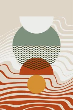 Abstract boho bauhaus wall art decoration Stock Illustration