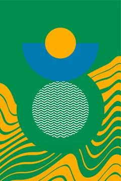 Abstract boho bauhaus wall art decoration Stock Illustration