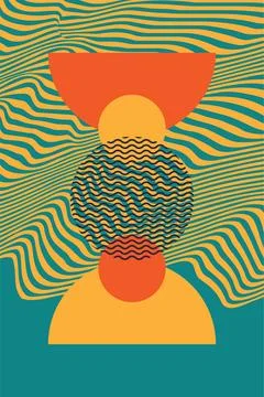 Abstract boho bauhaus wall art decoration Stock Illustration