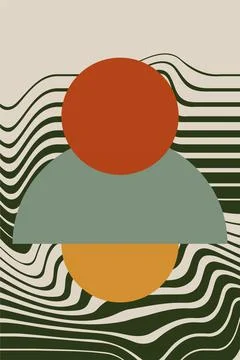 Abstract boho bauhaus wall art decoration Stock Illustration