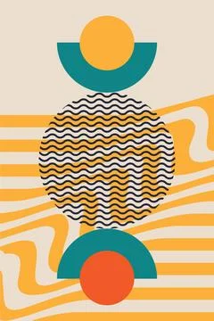 Abstract boho bauhaus wall art decoration Stock Illustration