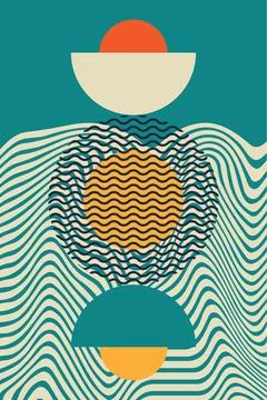 Abstract boho bauhaus wall art decoration Stock Illustration