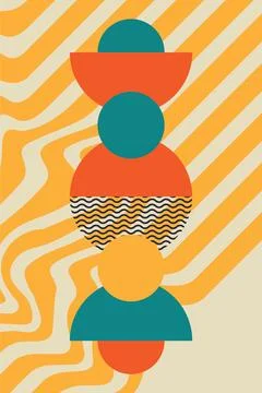 Abstract boho bauhaus wall art decoration Stock Illustration