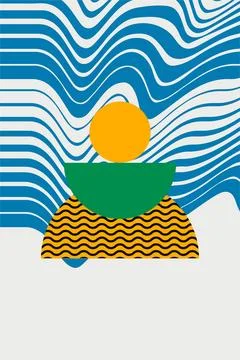 Abstract boho bauhaus wall art decoration Stock Illustration