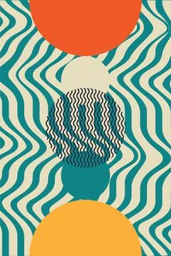 Abstract boho bauhaus wall art decoration Stock Illustration
