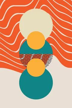 Abstract boho bauhaus wall art decoration Stock Illustration