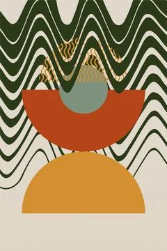 Abstract boho bauhaus wall art decoration Stock Illustration