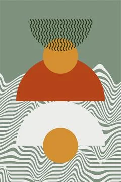 Abstract boho bauhaus wall art decoration Stock Illustration