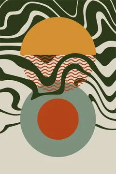 Abstract boho bauhaus wall art decoration Stock Illustration
