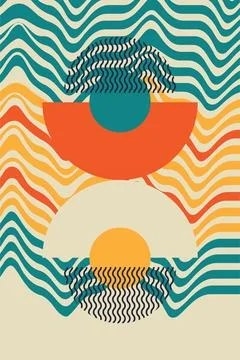 Abstract boho bauhaus wall art decoration Stock Illustration
