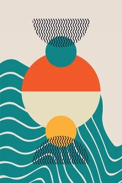 Abstract boho bauhaus wall art decoration Stock Illustration