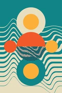 Abstract boho bauhaus wall art decoration Stock Illustration