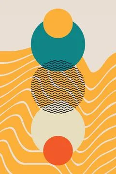 Abstract boho bauhaus wall art decoration Stock Illustration