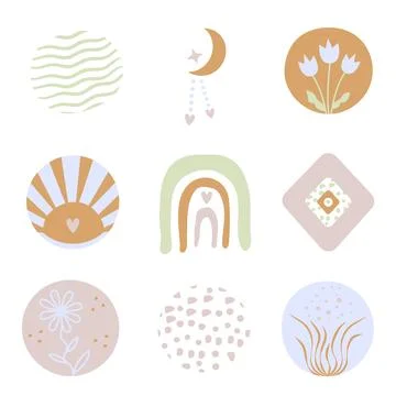 Abstract boho elements, vector set Stock Illustration